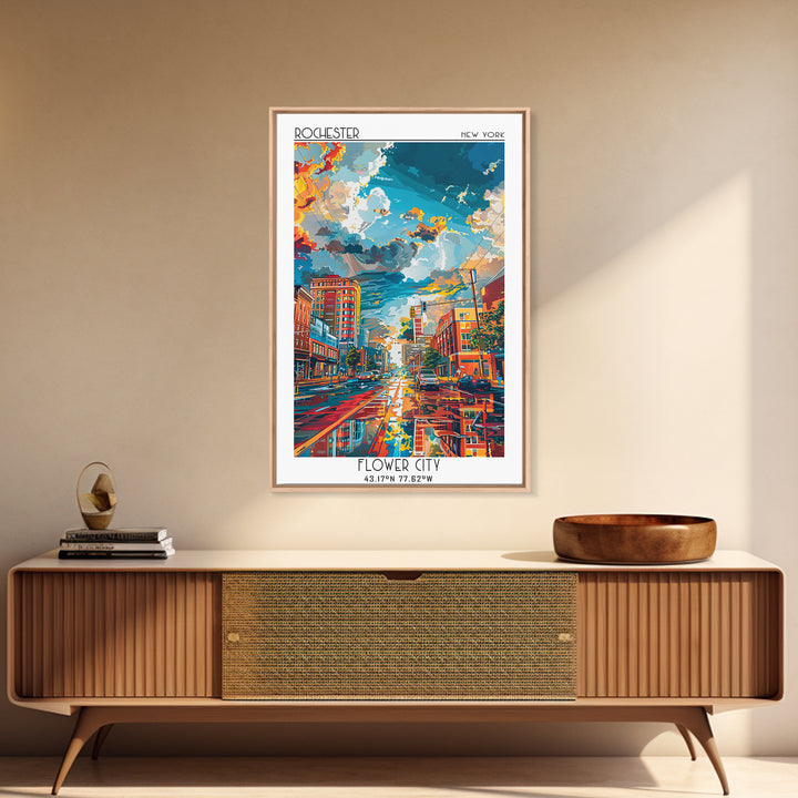 Rochester Travel Poster, Canvas Print, Retro Wall Art, Travel Print, Travel Art Print, Fine Art Print, Art Print, City Travel Poster