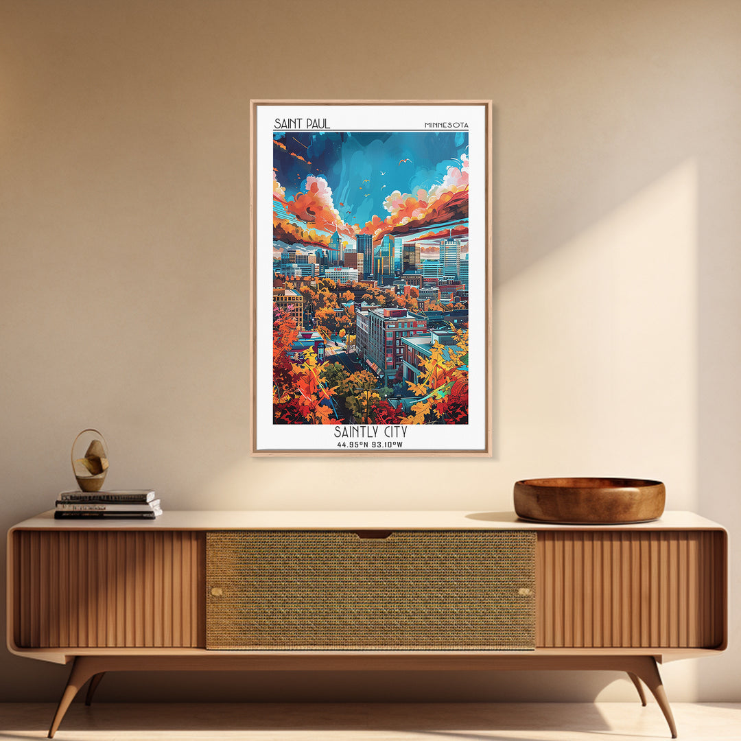 Saint Paul Travel Poster, Canvas Print, Retro Travel Poster, City Wall Art, City Travel Poster, Vintage Poster, Living Room Wall Art