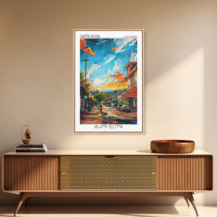 Santa Rosa Travel Poster, Framed Canvas Print, Poster Print, Travel Wall Art, Gallery Wall Set, Home Office Decor, Colorful Wall Art