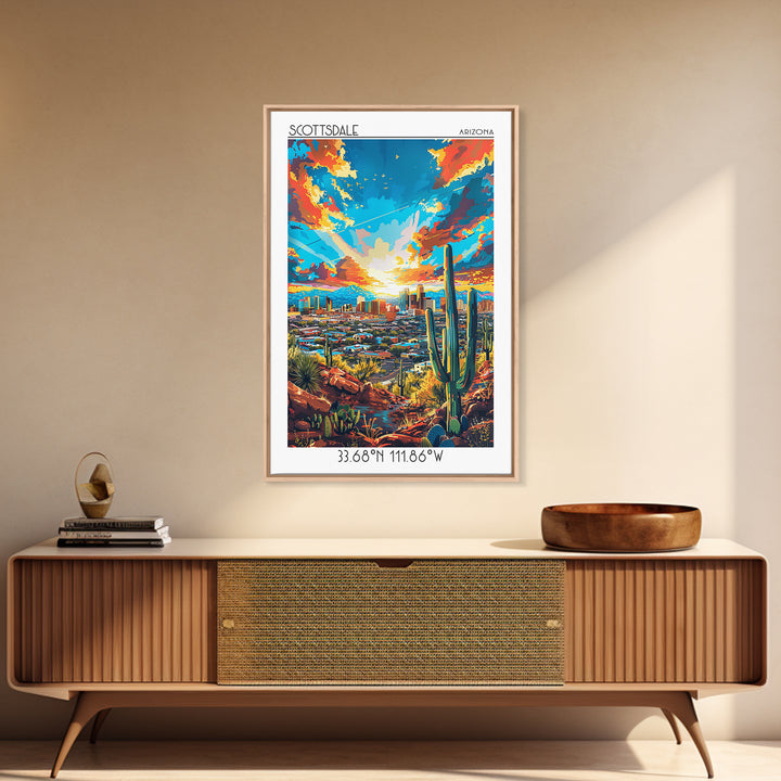 Scottsdale Travel Poster, Canvas Print, City Travel Poster, Travel Wall Art, City Illustration, Vintage City Poster, Wanderlust Gift