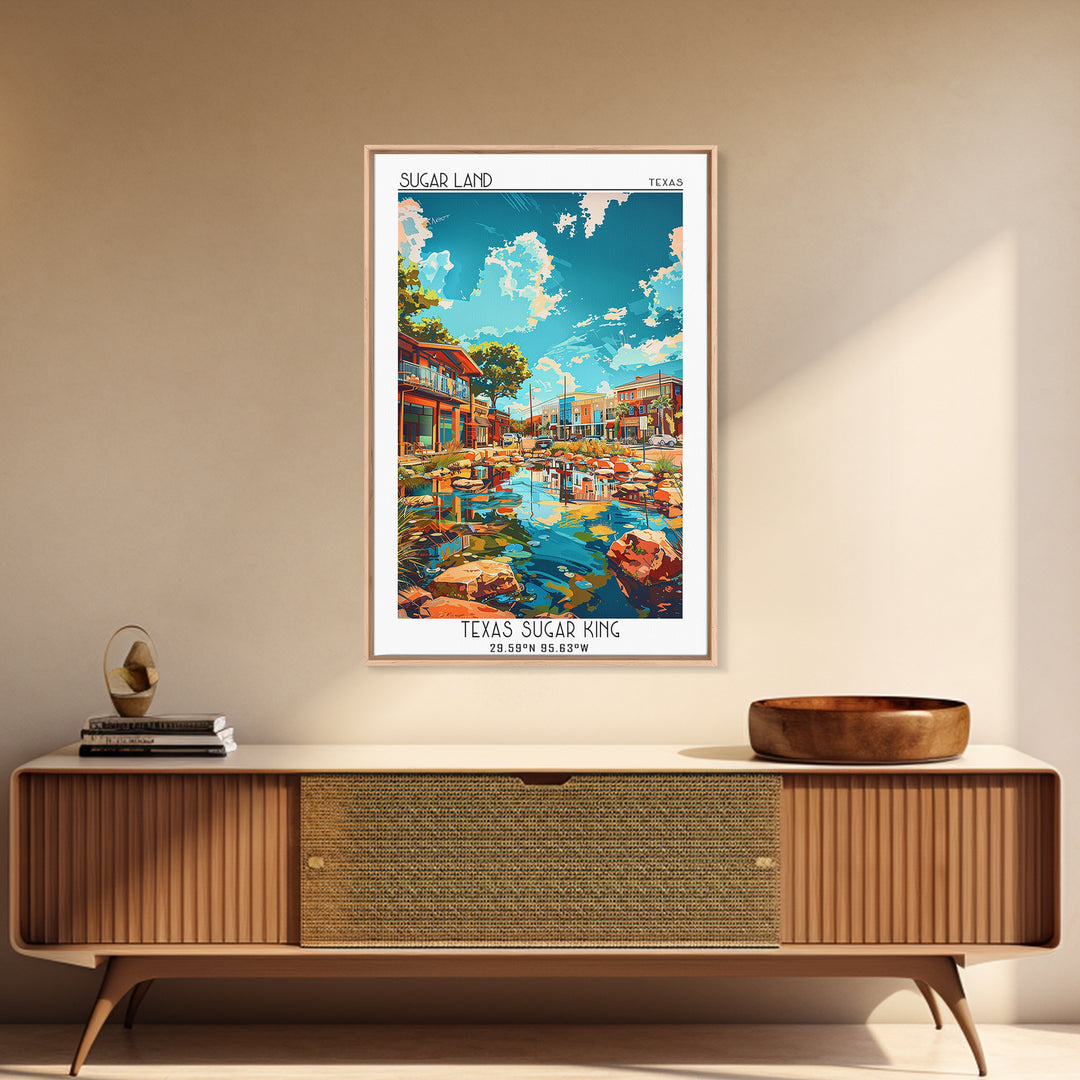 Sugar Land Travel Poster, Canvas Print, Retro Travel Poster, City Wall Art, City Art Print, Art Print, Landscape Art, Travel Posters