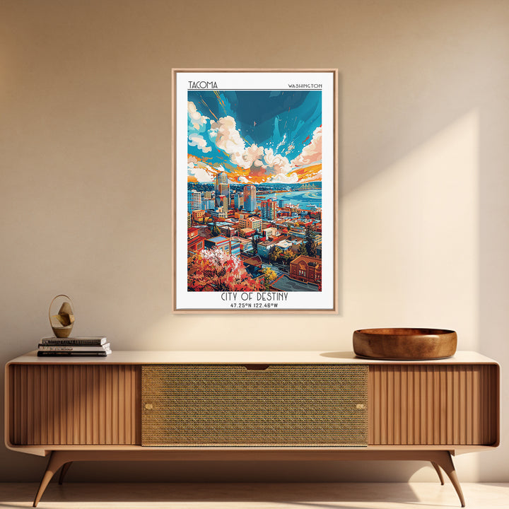 Tacoma Travel Poster, Framed Canvas Print, City Travel Poster, Travel Wall Art, Travel Art Print, Vintage Travel Art, Vintage Poster