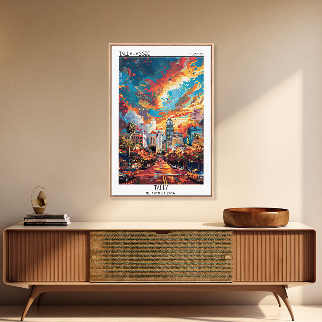 Tallahassee Travel Poster, Framed Canvas Print, City Art Print, Travel Wall Art, Modern Wall Decor, Travel Print, City Travel Poster