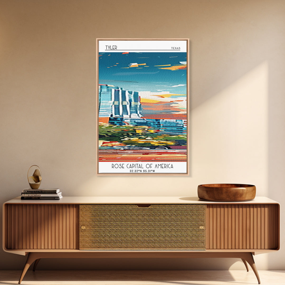Tyler Travel Poster, Framed Canvas Print, Travel Prints, Landscape Art, Art Print, Minimalist Poster, Vintage Poster, Travel Posters