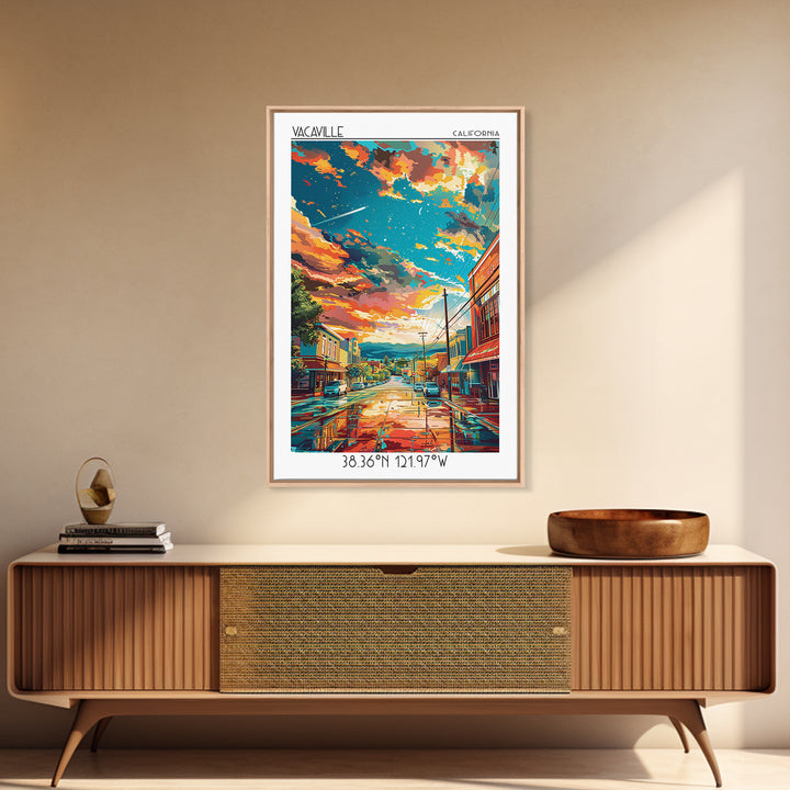 Vacaville Travel Poster, Framed Canvas Print, Retro Travel Poster, City Wall Art, Landscape Art, Travel Art Print, Home Office Decor