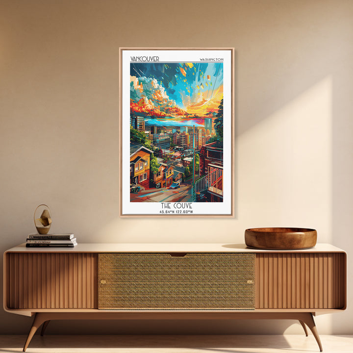 Vancouver Travel Poster, Framed Canvas Print, City Art Print, Travel Wall Art, Minimalist Poster, Vintage Poster, Retro Travel Print