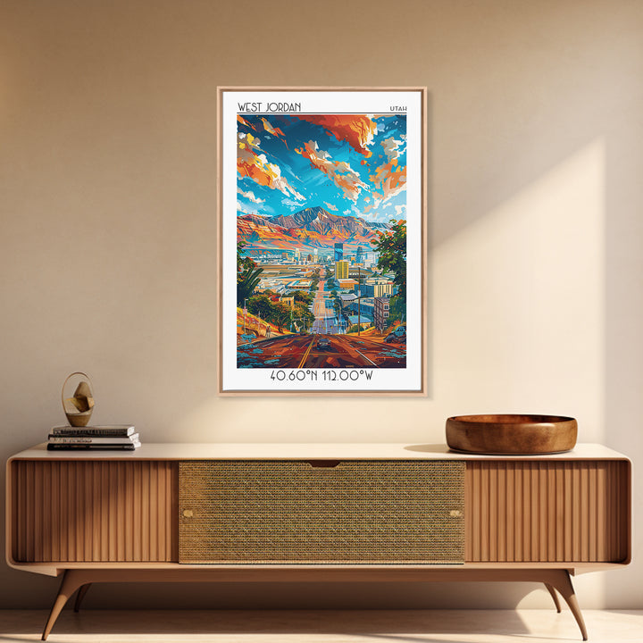 West Jordan Travel Poster, Canvas Print, City Travel Poster, Travel Wall Art, Gallery Wall Set, Vintage Travel, Vintage Travel Print
