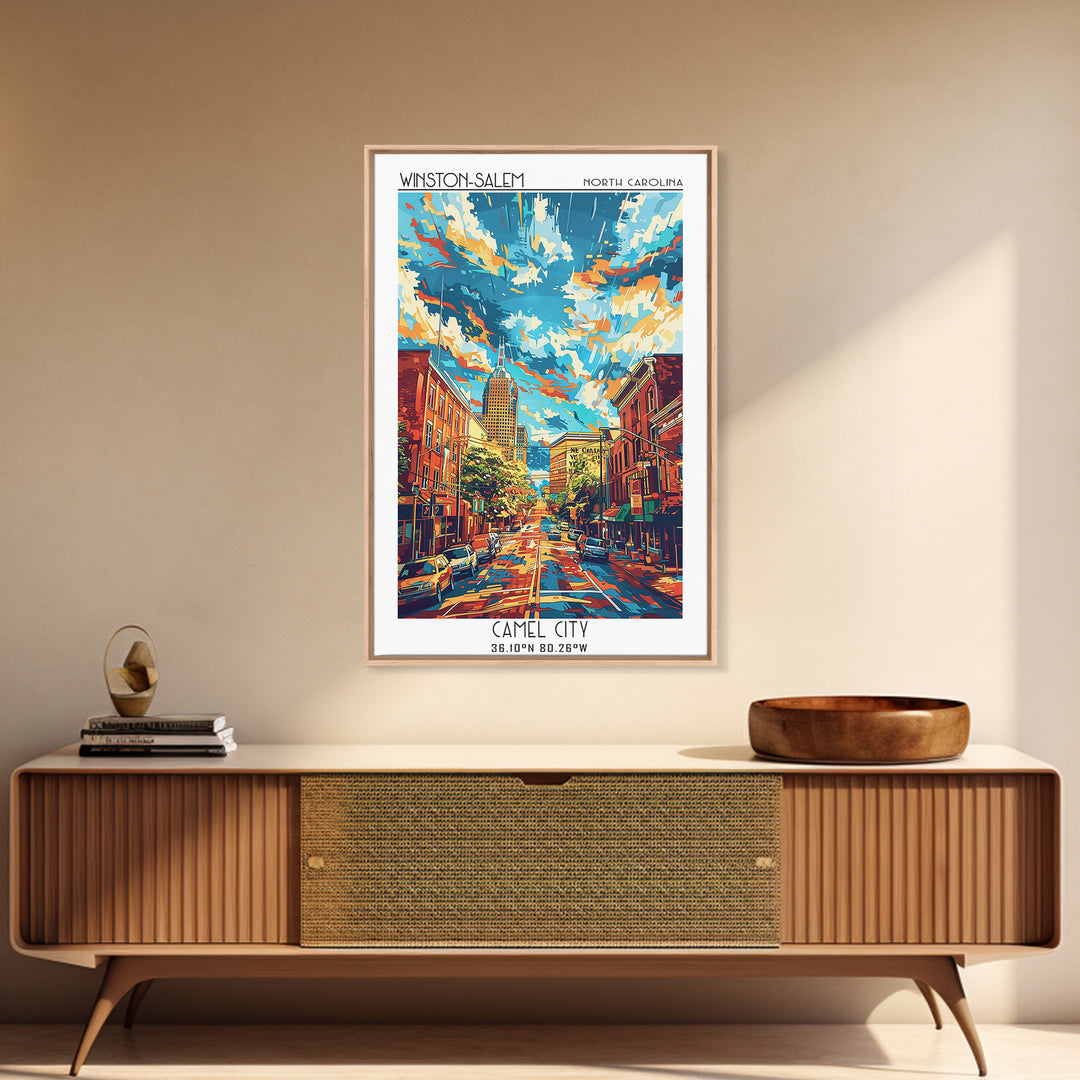 Winston-Salem Travel Poster, Canvas Print, Travel Wall Decor, Minimalist Poster, Travel Prints, Retro Travel Print, Gallery Wall Set