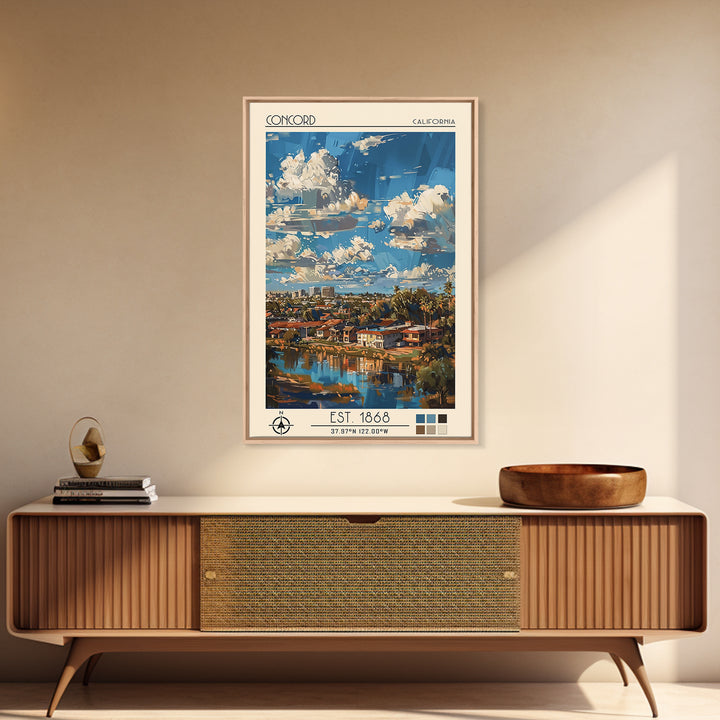 Concord Travel Poster, Framed Canvas Print, City Travel Poster, Travel Wall Art, Living Room Wall Art, Landscape Art, City Art Print