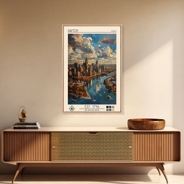 Dayton Travel Poster, Canvas Print, Travel Wall Art, City Wall Art, Colorful Wall Art, Travel Prints, Home Decor, City Travel Poster
