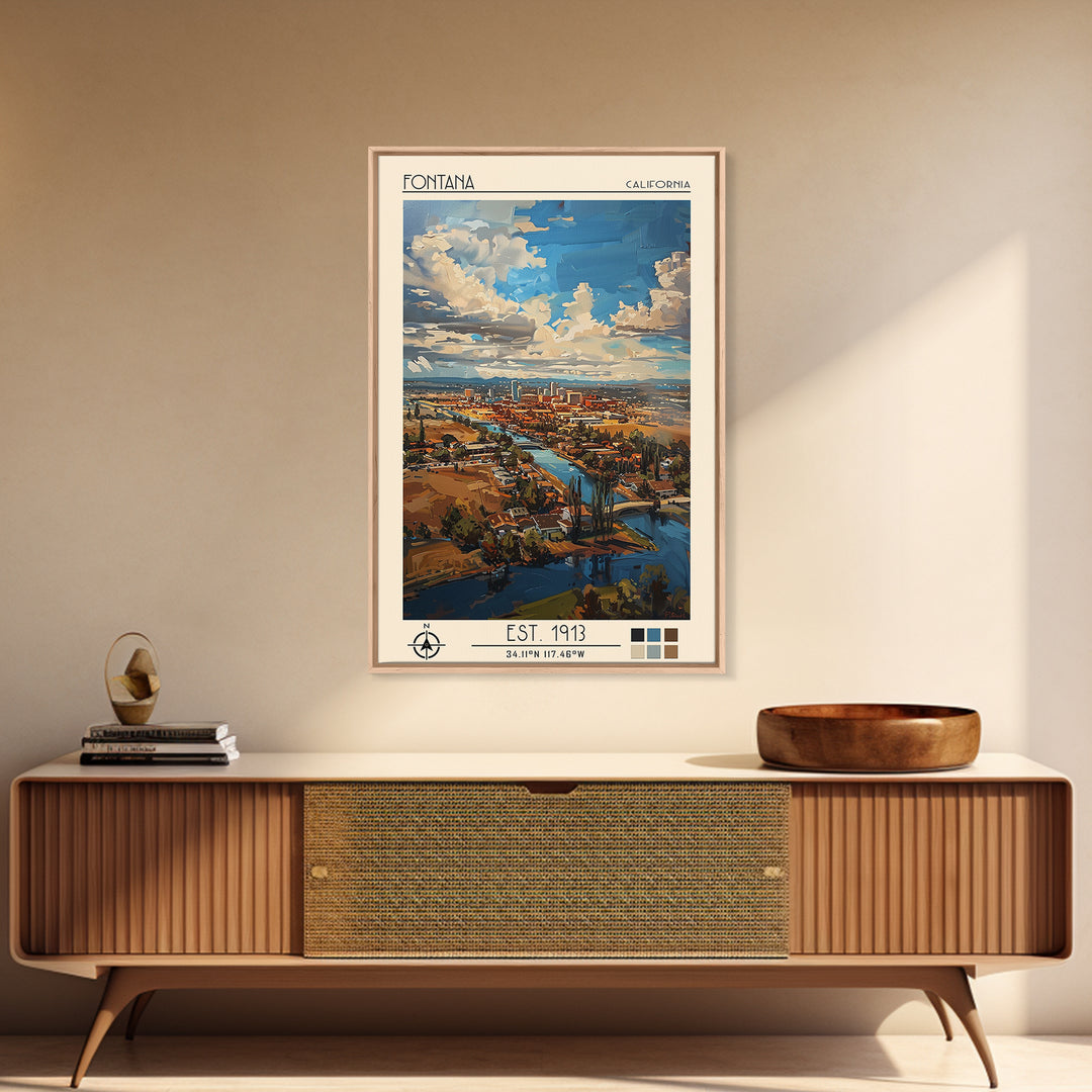 Fontana Travel Poster, Canvas Print, City Travel Poster, Vintage City Poster, City Art Print, Retro Travel Poster, City Illustration