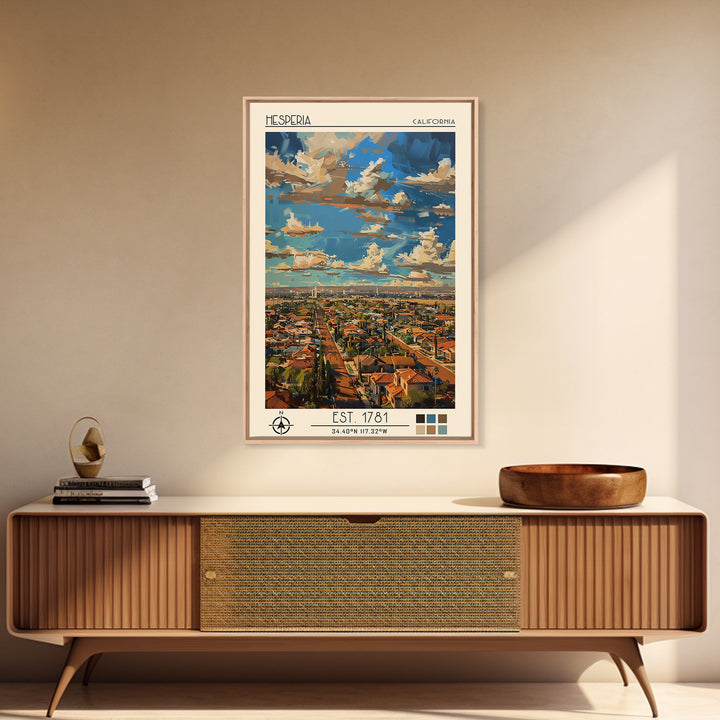Hesperia Travel Poster, Canvas Print, City Art Print, Travel Wall Art, City Wall Art, Retro Wall Art, Travel Print, Gallery Wall Set