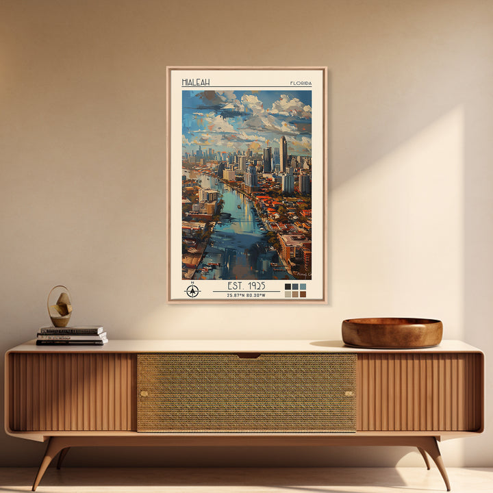 Hialeah Travel Poster, Canvas Print, Poster Print, Travel Wall Art, Vintage Travel, Retro Wall Art, City Travel Poster, Travel Print