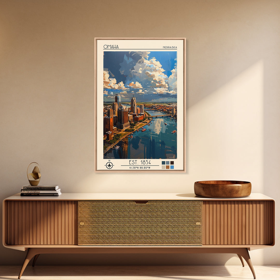 Omaha Travel Poster, Canvas Print, City Art Print, Travel Wall Art, Poster Print, Vintage Posters, City Travel Poster, Landscape Art