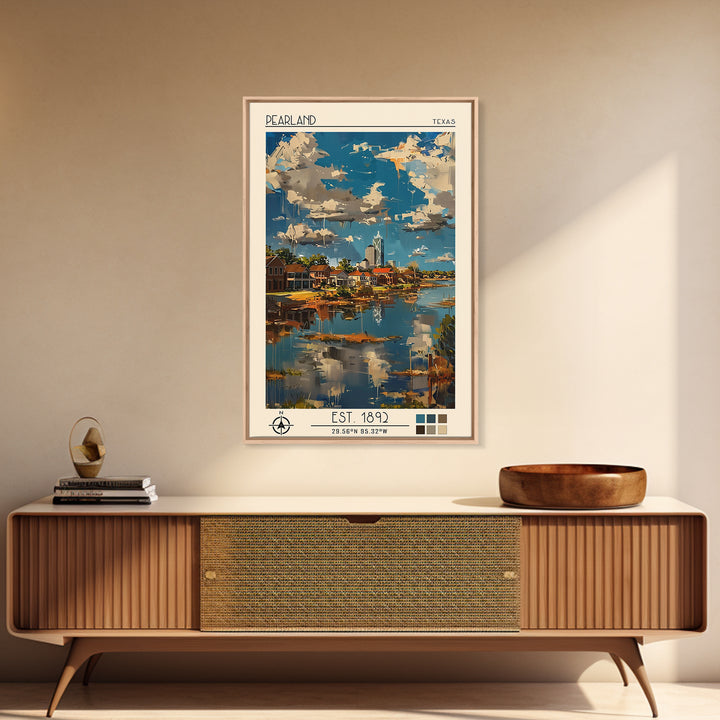 Pearland Travel Poster, Framed Canvas Print, City Travel Poster, Vintage City Poster, Vintage Poster, Travel Wall Art, Travel Prints