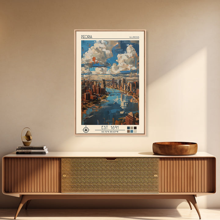 Peoria Illinois Travel Poster, Canvas Print, Vintage Travel Print, City Wall Art, Vintage Poster, Vintage Travel, Vintage Travel Art