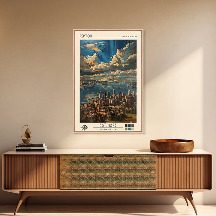 Renton Travel Poster, Canvas Print, City Art Print, Travel Wall Art, Fine Art Print, Landscape Art, Retro Wall Art, Gallery Wall Set
