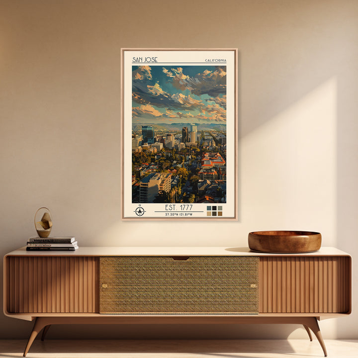 San Jose Travel Poster, Canvas Print, Retro Travel Poster, City Wall Art, Retro Wall Art, Vintage Travel Print, Living Room Wall Art