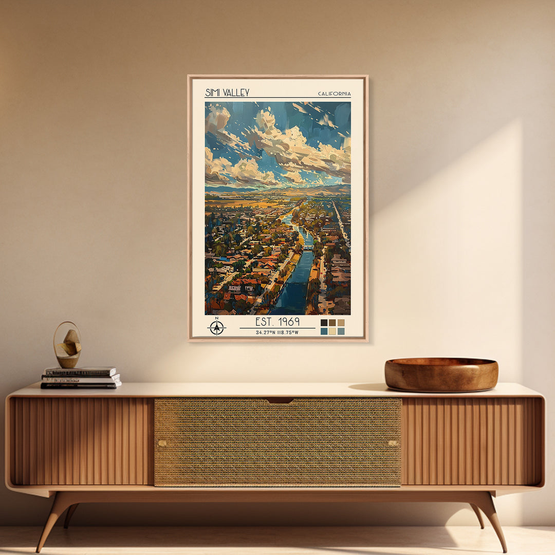 Simi Valley Travel Poster, Framed Canvas Print, City Art Print, Travel Wall Art, Living Room Wall Art, Retro Travel Poster, Wall Art
