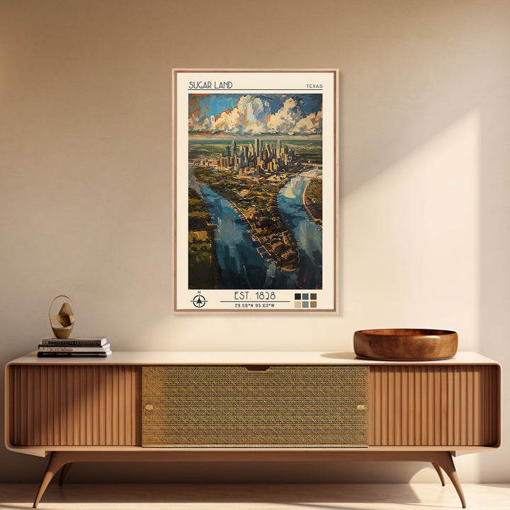 Sugar Land Travel Poster, Canvas Print, City Travel Poster, Travel Wall Decor, Art Print, Landscape Art, Travel Wall Art, Poster Art