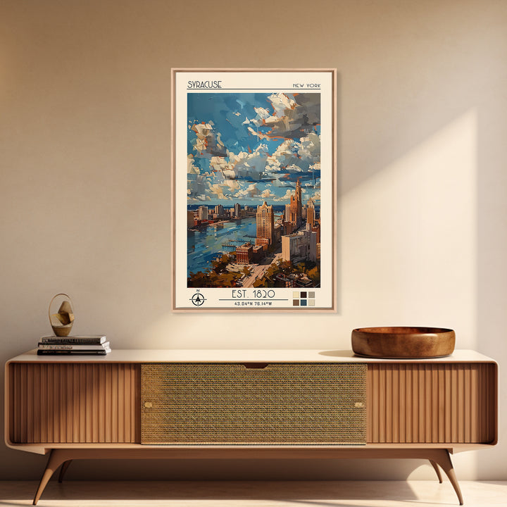 Syracuse Travel Poster, Framed Canvas Print, Vintage Travel Print, City Wall Art, Travel Print, Vintage Travel, Living Room Wall Art