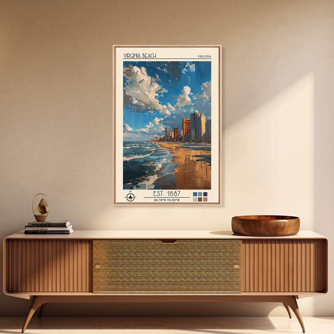 Virginia Beach Travel Poster, Canvas Print, City Art Print, Travel Wall Art, Vintage Poster, City Travel Poster, Vintage City Poster