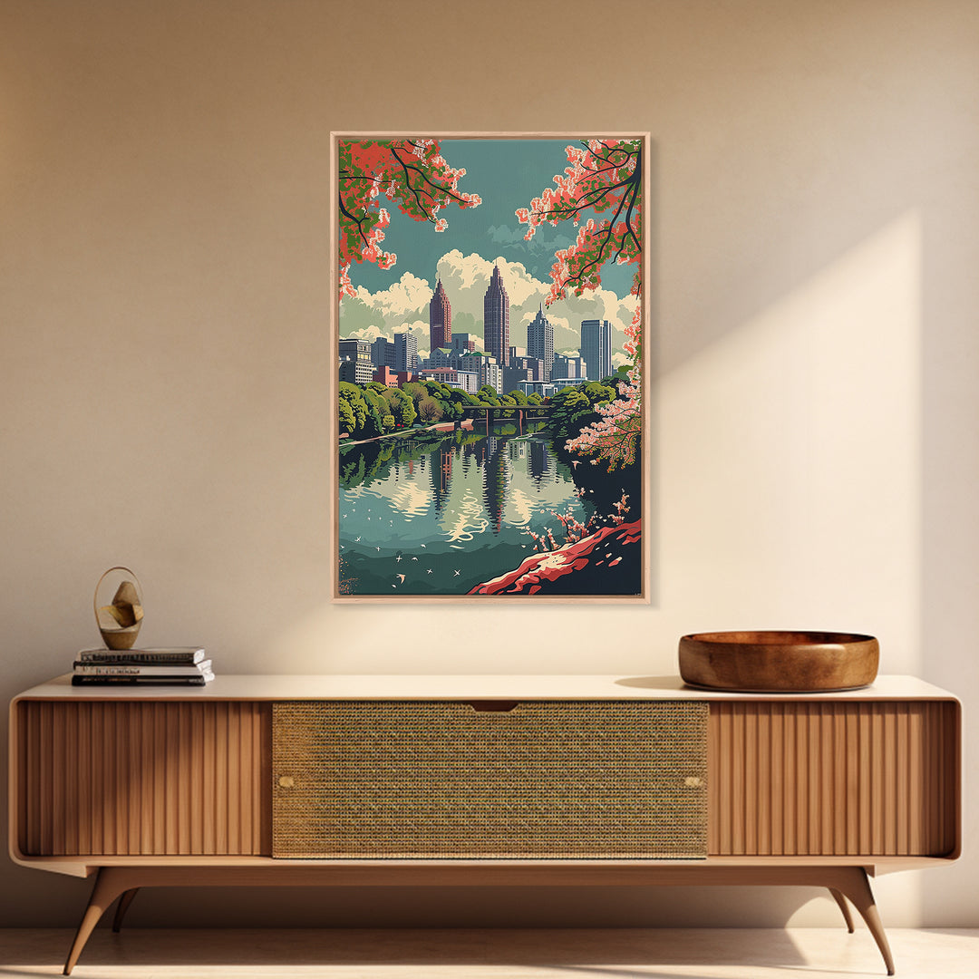 Atlanta Travel Poster, Framed Canvas Print, City Travel Poster, Travel Wall Decor, Travel Decor, Retro Travel Poster, Fine Art Print