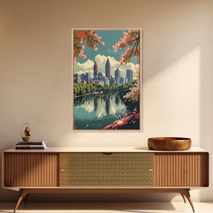 Atlanta Travel Poster, Framed Canvas Print, City Travel Poster, Travel Wall Decor, Travel Decor, Retro Travel Poster, Fine Art Print