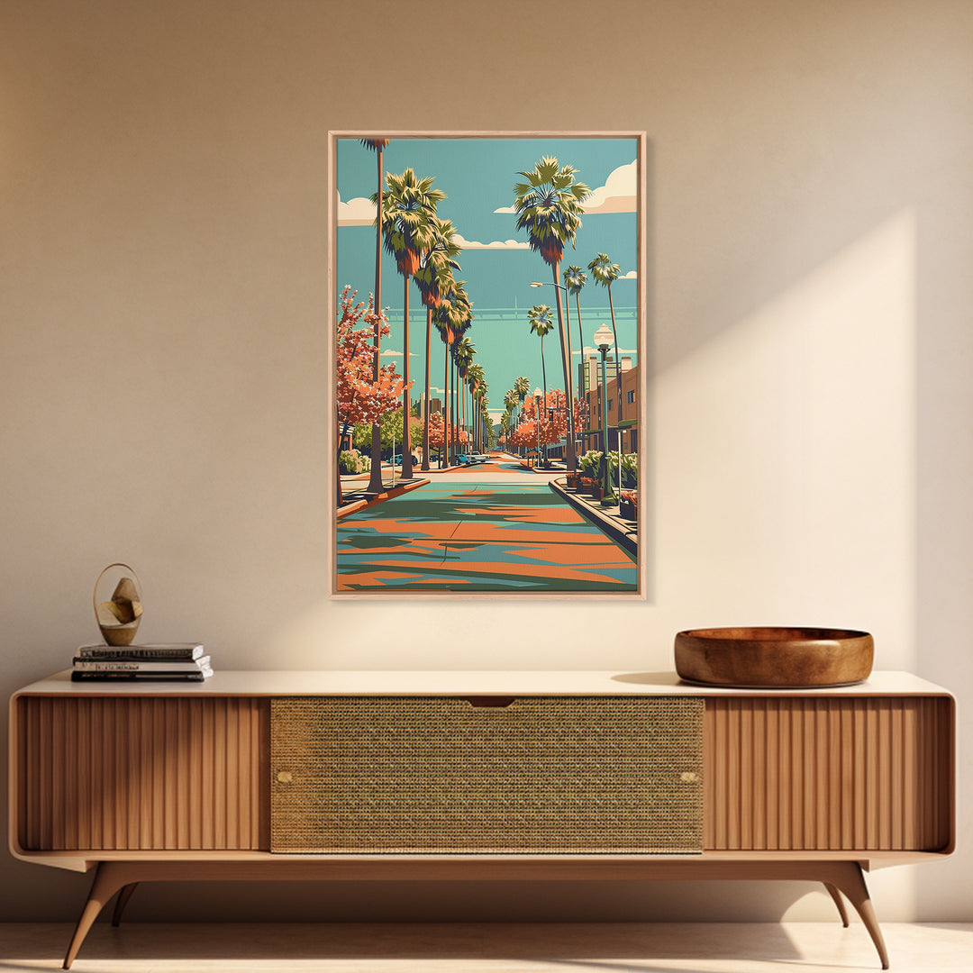 Bakersfield Travel Poster, Framed Canvas Print, Travel Wall Decor, Minimalist Poster, Art Print, Travel Wall Art, City Travel Poster