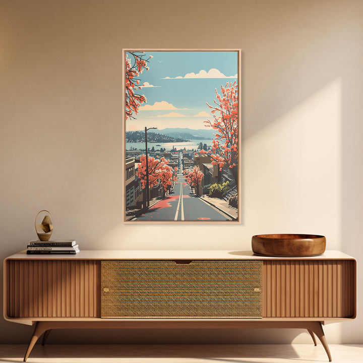 Berkeley Travel Poster, Framed Canvas Print, Retro Wall Art, Travel Print, Living Room Wall Art, Retro Travel Poster, City Art Print