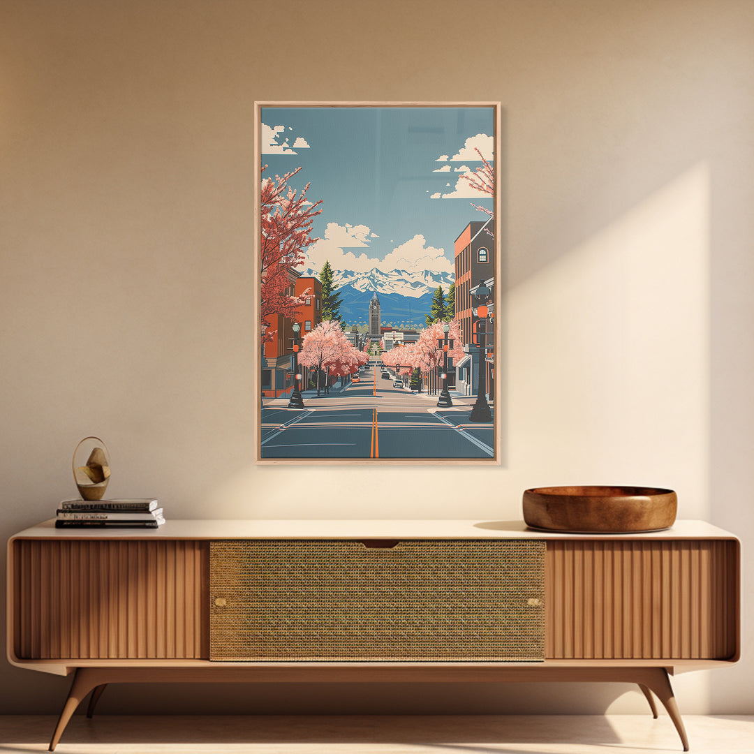 Billings Travel Poster, Framed Canvas Print, Travel Prints, Landscape Art, Living Room Wall Art, Travel Art Print, Home Office Decor