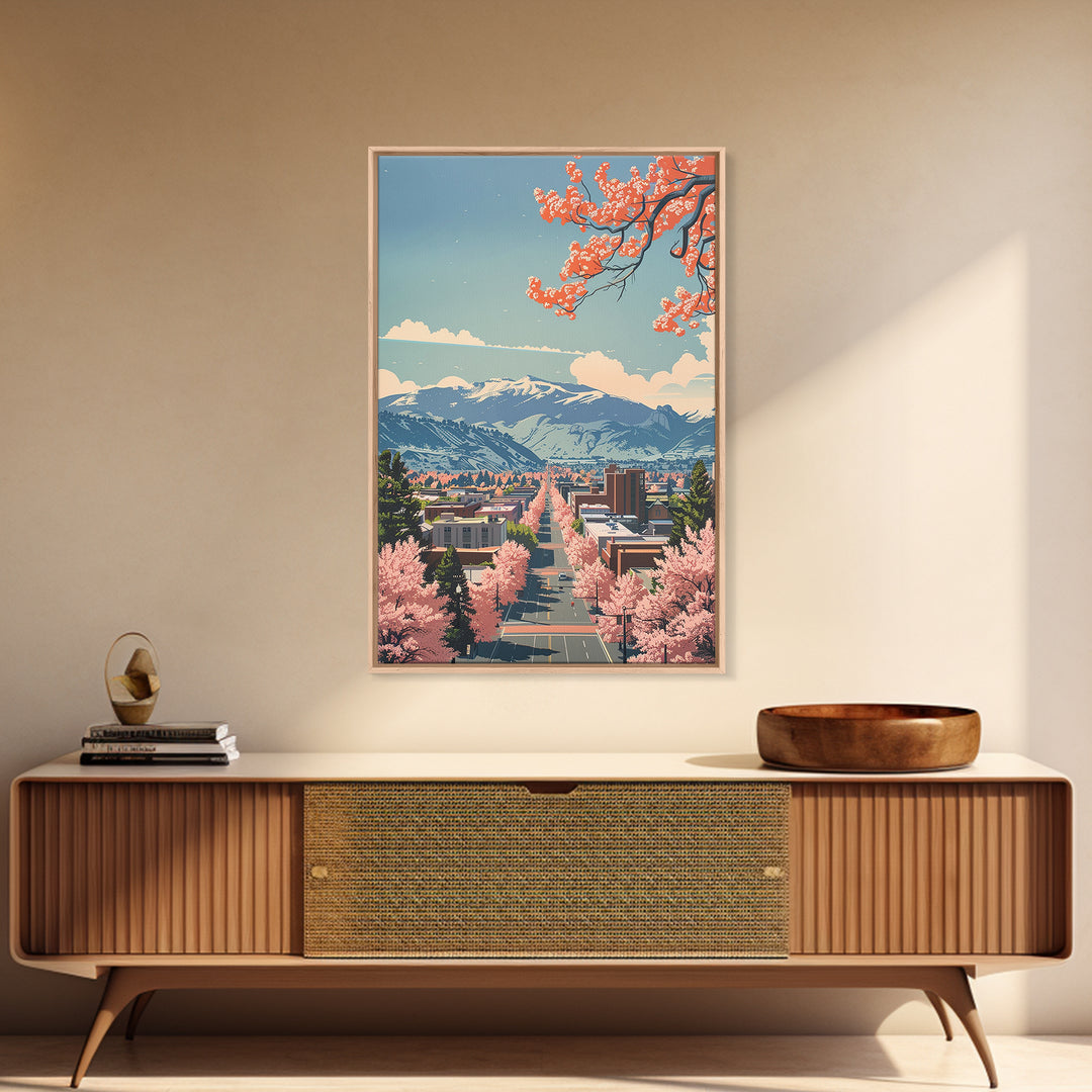 Boulder Travel Poster, Framed Canvas Print, Retro Wall Art, Travel Print, Modern Wall Decor, Travel Wall Decor, Living Room Wall Art