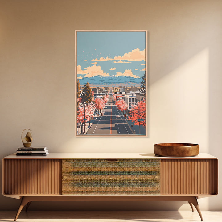 Chico Travel Poster, Framed Canvas Print, City Travel Poster, Travel Wall Art, Modern Wall Decor, Poster Print, Living Room Wall Art
