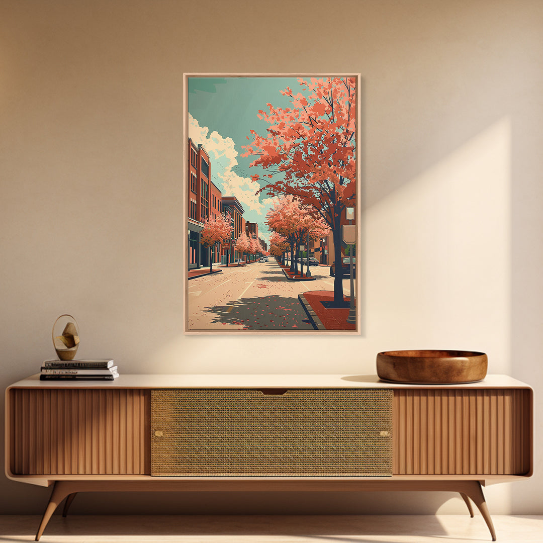 Clarksville Travel Poster, Framed Canvas Print, Travel Prints, Landscape Art, Mid Century Wall Art, Retro Wall Art, Gallery Wall Set