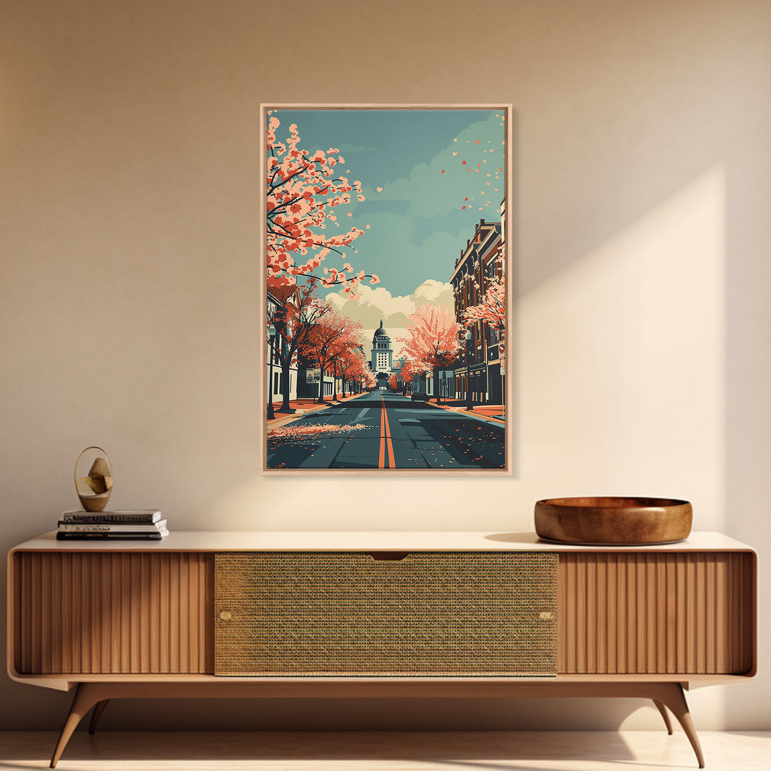 Columbia Missouri Travel Poster, Canvas Print, Travel Wall Art, City Wall Art, Retro Travel Print, Fine Art Print, Colorful Wall Art