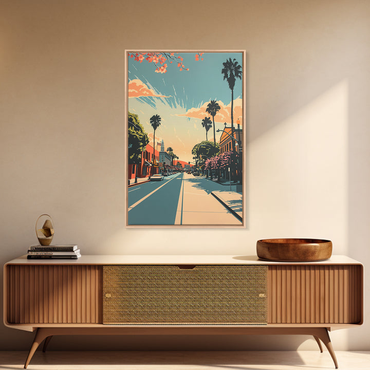 Corona Travel Poster, Framed Canvas Print, City Travel Poster, Travel Wall Art, Watercolor Cityscape, Retro Wall Art, City Art Print