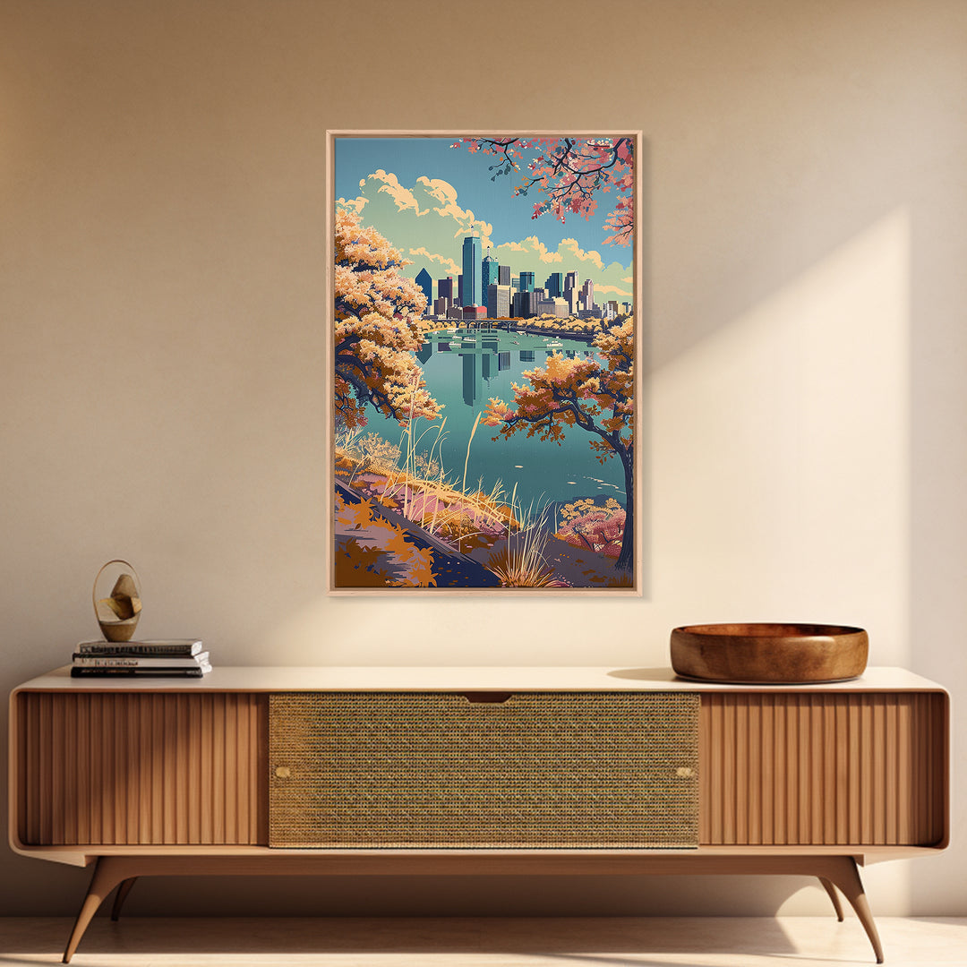 Dallas Travel Poster, Canvas Print, Retro Travel Poster, City Wall Art, Fine Art Print, City Art Print, Art Print, Colorful Wall Art