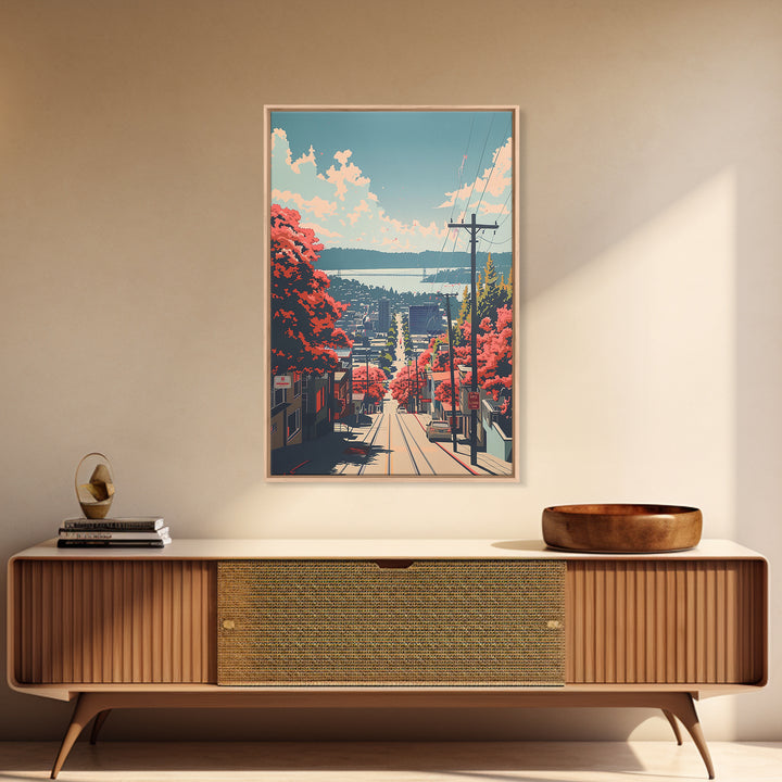 Daly City Travel Poster, Framed Canvas Print, Retro Travel Poster, City Wall Art, Landscape Art, Travel Art Print, Colorful Wall Art