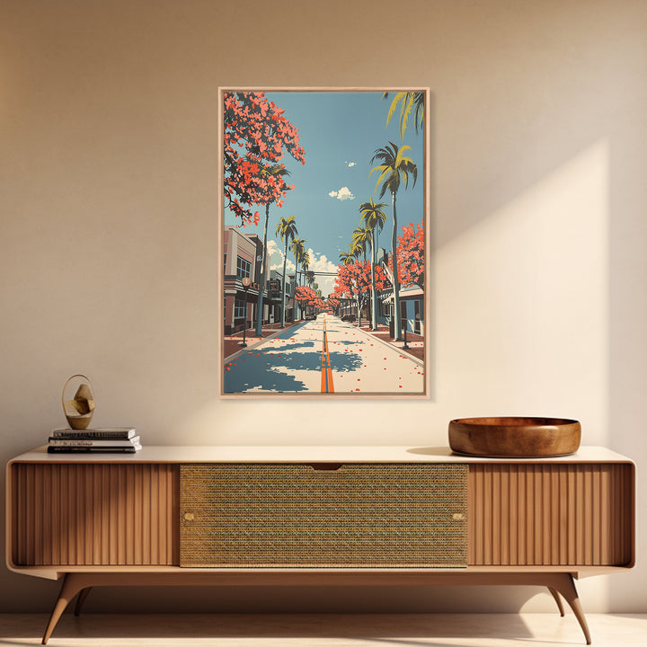Davie Travel Poster, Framed Canvas Print, Retro Travel Poster, City Wall Art, Retro Travel Print, Wanderlust Gift, City Illustration