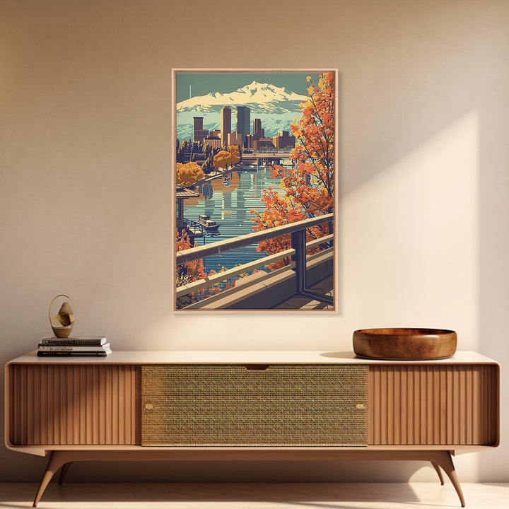 Denver Travel Poster, Framed Canvas Print, Vintage Travel Print, City Wall Art, Gallery Wall Set, Travel Wall Art, Minimalist Poster
