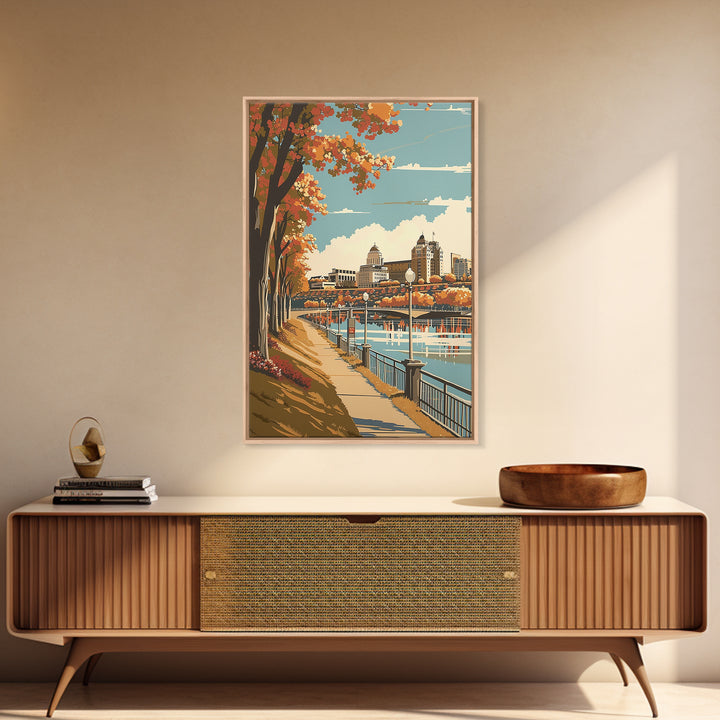 Des Moines Travel Poster, Canvas Print, City Art Print, Travel Wall Art, Minimalist Poster, Travel Prints, Retro Wall Art, Art Print