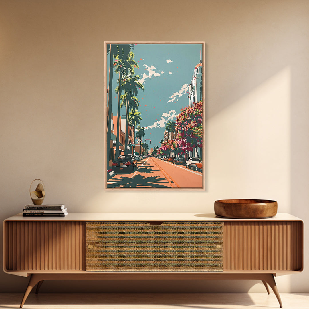 Hollywood Travel Poster, Canvas Print, City Travel Poster, Travel Wall Art, Wanderlust Gift, Minimalist Poster, Living Room Wall Art