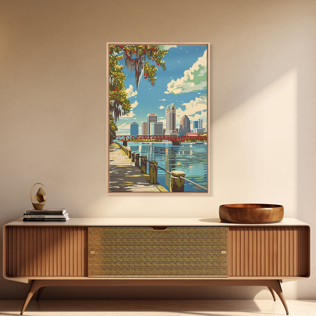 Jacksonville Travel Poster, Framed Canvas Print, City Travel Poster, Travel Wall Decor, Travel Art Print, City Art Print, Poster Art