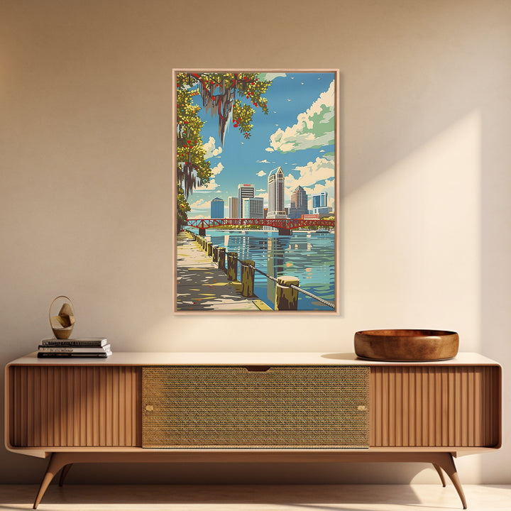 Jacksonville Travel Poster, Framed Canvas Print, City Travel Poster, Travel Wall Decor, Travel Art Print, City Art Print, Poster Art