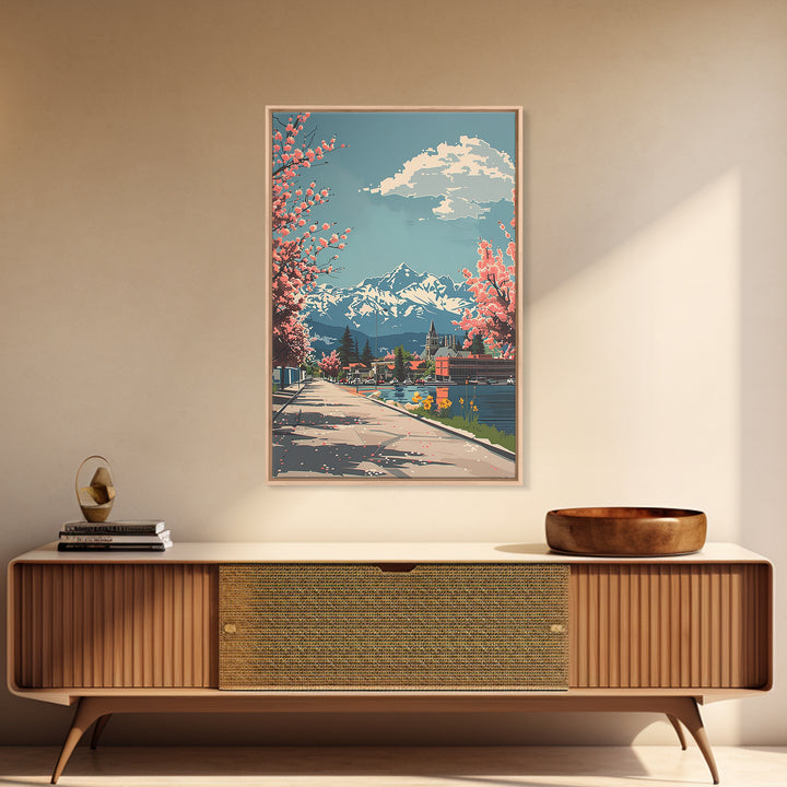 Lakewood Travel Poster, Framed Canvas Print, City Travel Poster, Travel Wall Decor, Art Print, Mid Century Wall Art, Travel Wall Art