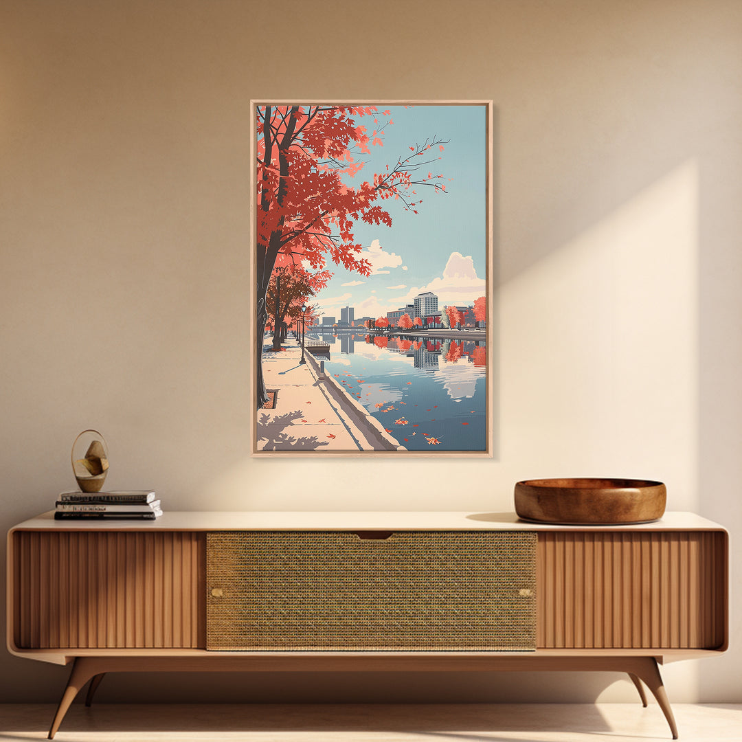 Lansing Travel Poster, Framed Canvas Print, Travel Prints, Landscape Art, Art Print, Gallery Wall Set, Poster Print, Wanderlust Gift