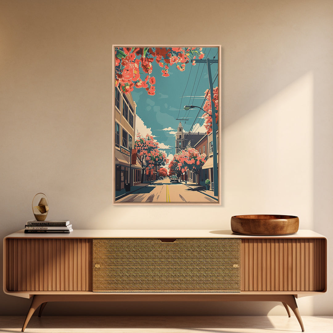 Lewisville Travel Poster, Framed Canvas Print, Travel Prints, Landscape Art, Fine Art Print, Travel Decor, City Wall Art, Home Decor
