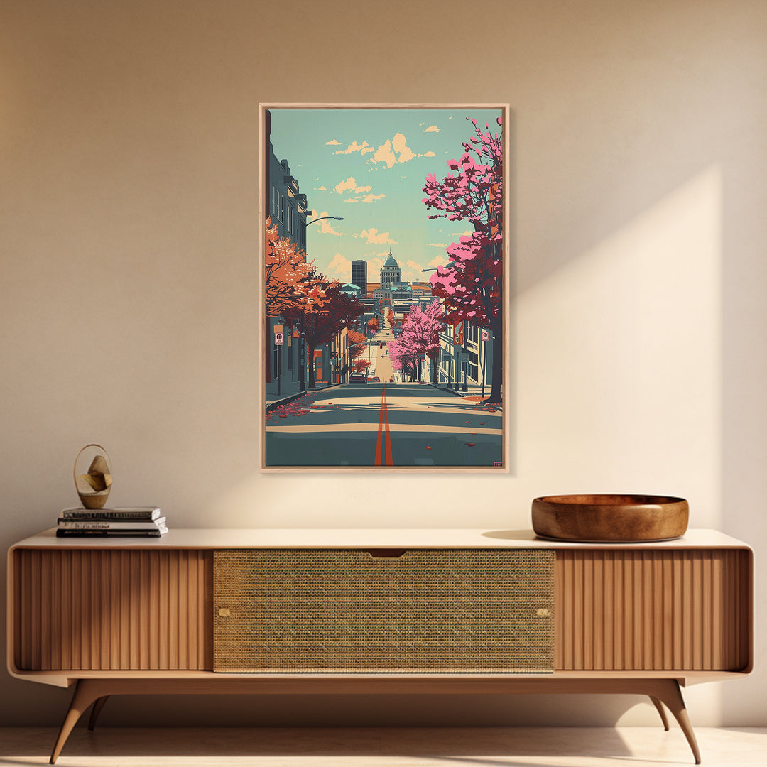 Lincoln Travel Poster, Framed Canvas Print, City Travel Poster, Vintage City Poster, Landscape Art, Travel Posters, Gallery Wall Set