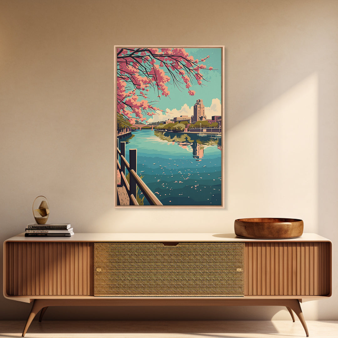 Little Rock Travel Poster, Framed Canvas Print, Retro Travel Poster, City Wall Art, Retro Wall Art, Living Room Wall Art, Home Decor