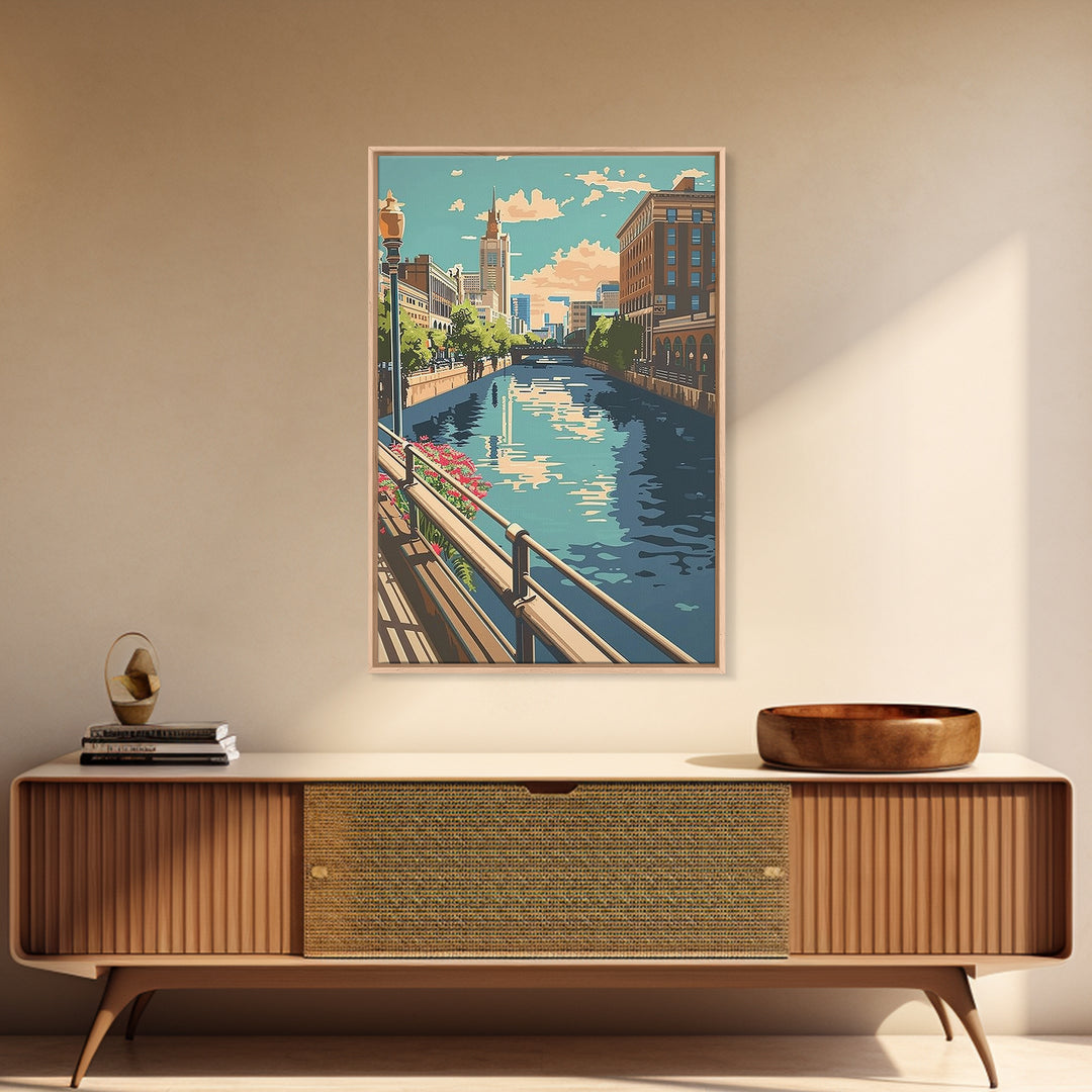 Milwaukee Travel Poster, Framed Canvas Print, Travel Wall Art, City Wall Art, City Travel Poster, Travel Print, Vintage Travel Print